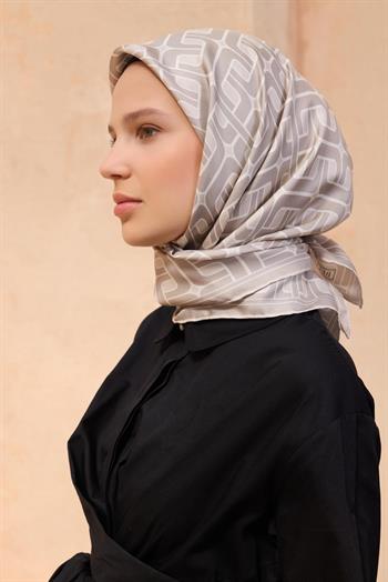 Belli Twill İpek Eşarp - 4118-82 Krem