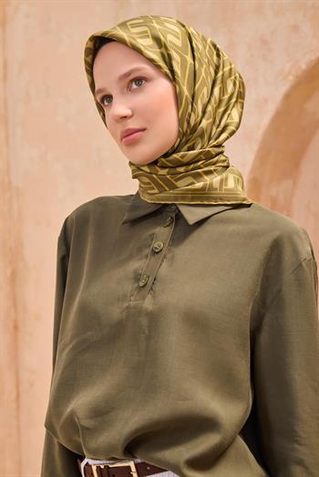 Belli Twill İpek Eşarp - 4118-86 Haki