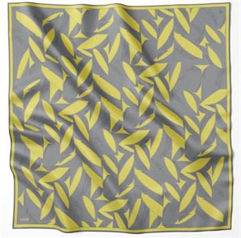 Belli Twill İpek Eşarp - 4123-57 Gri Sarı