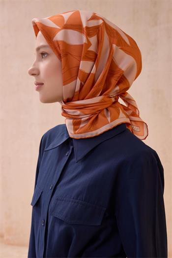 Belli Twill İpek Eşarp - 4123-59 Turuncu