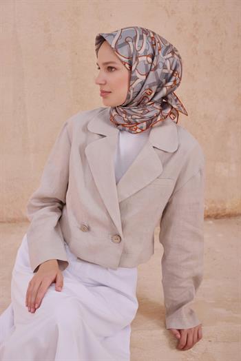 Belli Twill İpek Eşarp - 4125-39 Gri