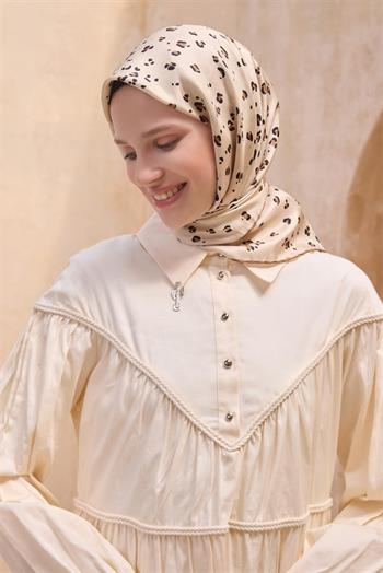 Belli Twill İpek Eşarp - 4126-32 Bej