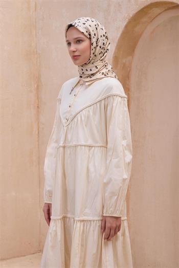 Belli Twill İpek Eşarp - 4126-32 Bej