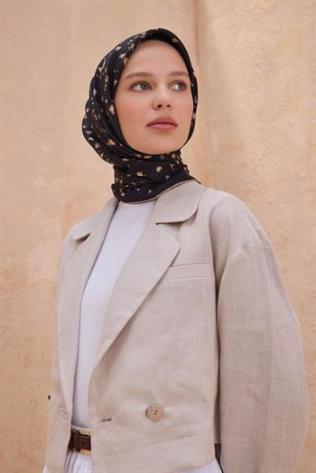 Belli Twill İpek Eşarp - 4126-33 Siyah