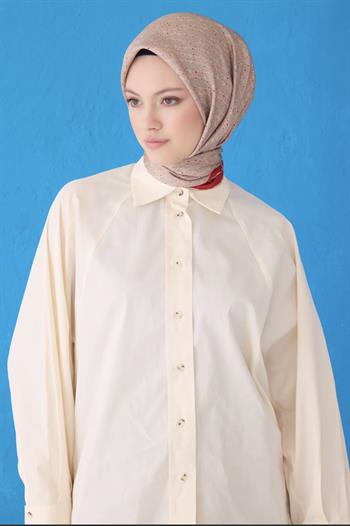Belli Twill İpek Eşarp - 4128-35 Vizon