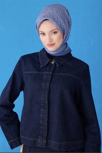 Belli Twill İpek Eşarp - 4128-50 Kot Mavi