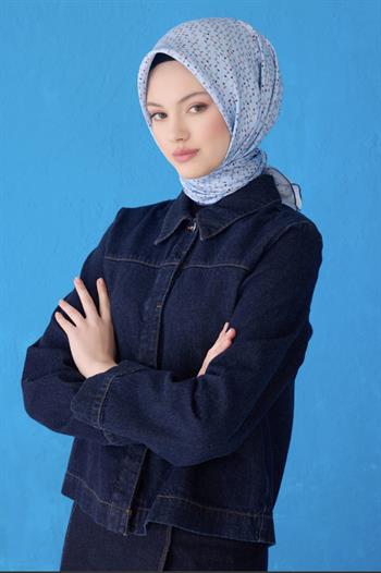 Belli Twill İpek Eşarp - 4128-54 Bebe Mavi