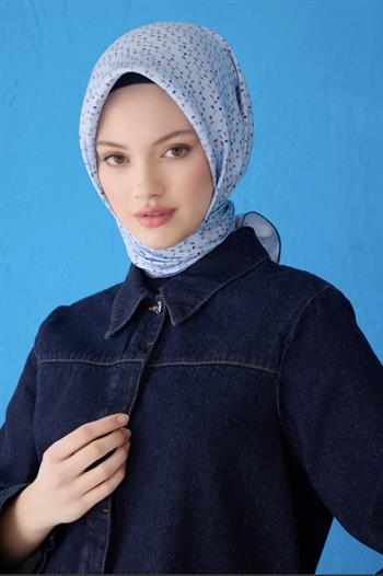 Belli Twill İpek Eşarp - 4128-54 Bebe Mavi