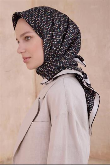 Belli Twill İpek Eşarp - 4128-85 Siyah