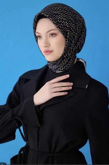 Belli Twill İpek Eşarp - 4128-85 Siyah