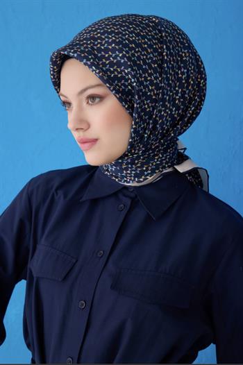 Belli Twill İpek Eşarp - 4128-86 Lacivert