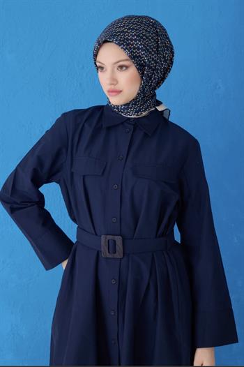 Belli Twill İpek Eşarp - 4128-86 Lacivert