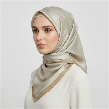 Belli Twill İpek Eşarp - 4201-31 Bej