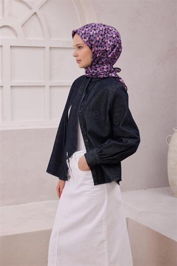 Belli Twill İpek Eşarp - 4204-89 Mor