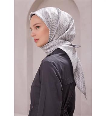 Belli Twill İpek Eşarp - 4209-04 Gri