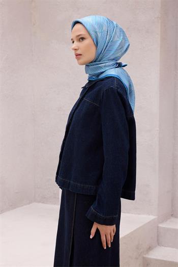 Belli Twill İpek Eşarp - 4209-37 Mavi