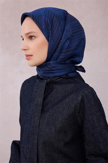 Belli Twill İpek Eşarp - 4209-53 Lacivert