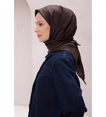 Belli Twill İpek Eşarp - 4209-57 Acı Kahve