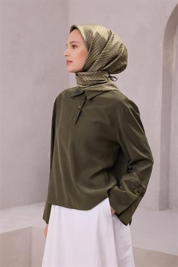 Belli Twill İpek Eşarp - 4209-82 Haki