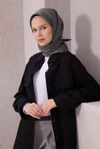 Belli İpek Eşarp - 4209-88 Gri Twill