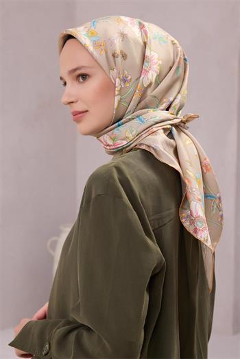 Belli Twill İpek Eşarp - 4210-07 Vizon Twill