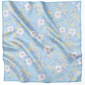 Belli Twill İpek Eşarp - 4210-54 Mavi Twill