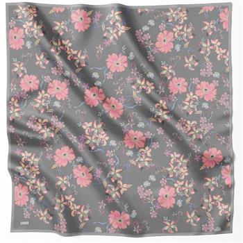 Belli Twill İpek Eşarp - 4210-83 Gri Twill