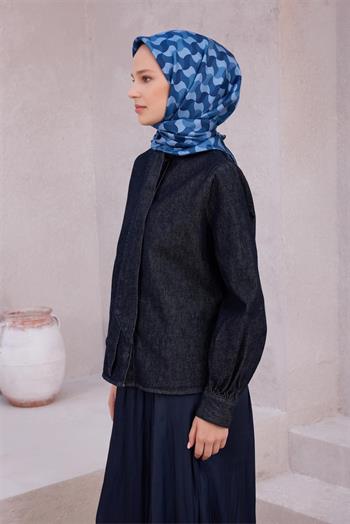 Belli Twill İpek Eşarp - 4211-06 Lacivert