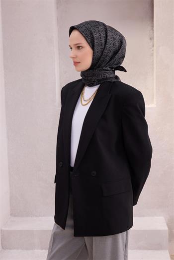 Belli Twill İpek Eşarp - 4215-59 Siyah