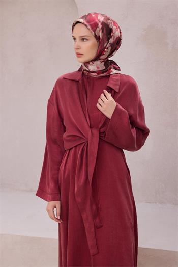 Belli Twill İpek Eşarp - 4217-86 Bordo