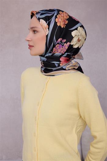 Belli Twill İpek Eşarp - 4219-33 Siyah