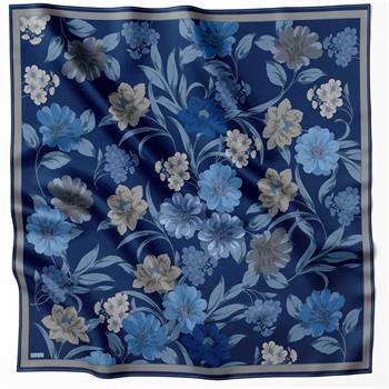 Belli Twill İpek Eşarp - 4219-60 Lacivert