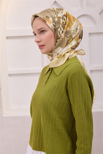 Belli Twill İpek Eşarp - 4220-35 Sarı