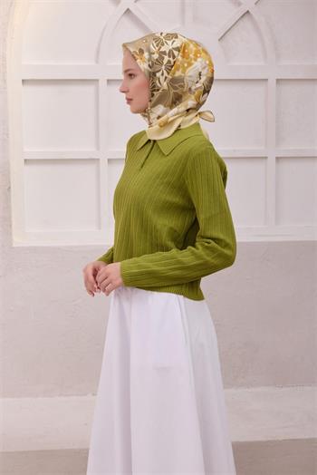 Belli Twill İpek Eşarp - 4220-35 Sarı