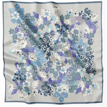 Belli Twill İpek Eşarp - 4220-56 Gri Mavi