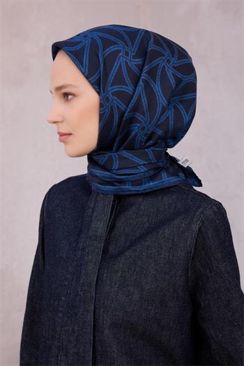 Belli Twill İpek Eşarp - 4221-56 Lacivert