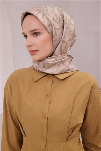 Belli Twill İpek Eşarp - 4221-83 Krem