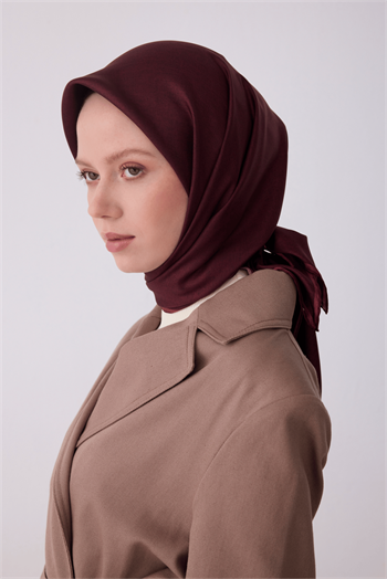 Belli Twill İpek Eşarp - 4305-03 Bordo