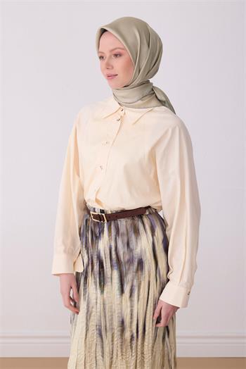 Belli Twill İpek Eşarp - 4305-82 Bej