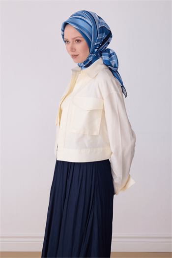 Belli Twill İpek Eşarp - 4311-05 Lacivert