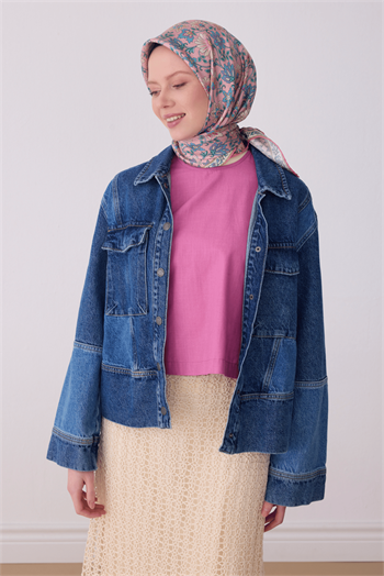 Belli Twill İpek Eşarp - 4314-81 Pembe