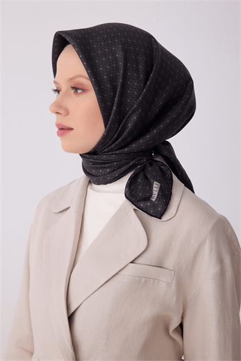 Belli Twill İpek Eşarp - 4317-86 Siyah