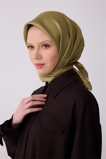 Belli Twill İpek Eşarp - 4317-88 Hardal