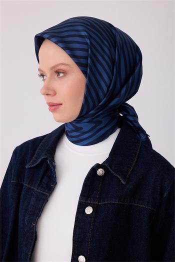 Belli Twill İpek Eşarp - 4325-52 Lacivert