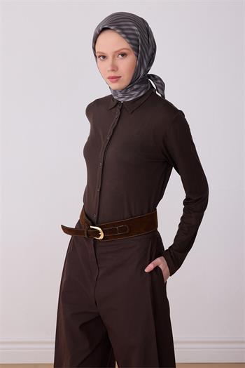 Belli Twill İpek Eşarp - 4325-82 Gri