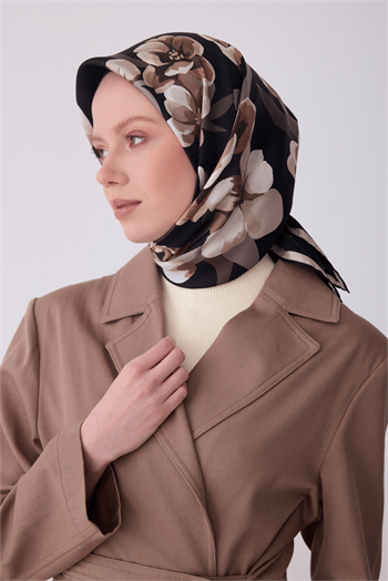 Belli Twill İpek Eşarp - 4330-01 Siyah