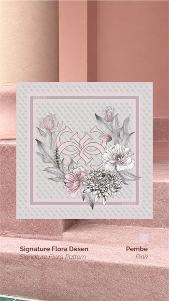 Guess Twill İpek Eşarp - 5729 - Pudra Pembe