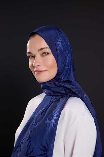 Imannoor Floş Pamuk Şal - Güneş Doğarken Shiny - Lacivert