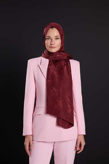 Imannoor Floş Pamuk Şal - Güneş Doğarken Shiny - Bordo