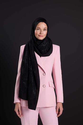 Imannoor Floş Pamuk Şal - Güneş Doğarken Shiny - Siyah